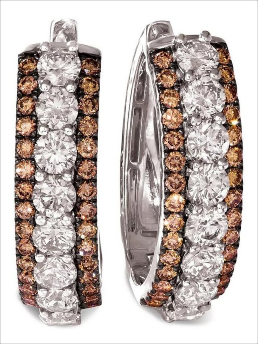 14K White Gold Plated 925 Sterling Silver Hoop Earrings Prong Set 4 CT